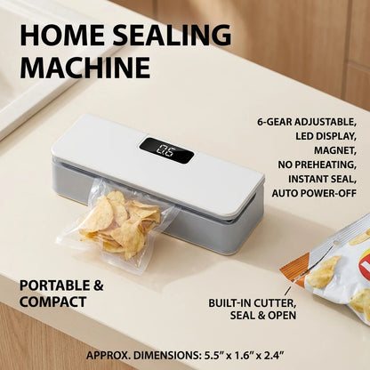 Mini Bag Sealer – 2-in-1 Handheld Heat Sealer & Cutter, Rechargeable